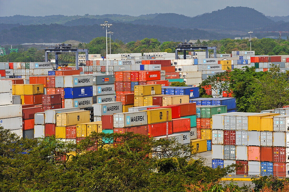 Port of the Canal seen from Ancon Hill, Panama City, Republic of Panama, Central America