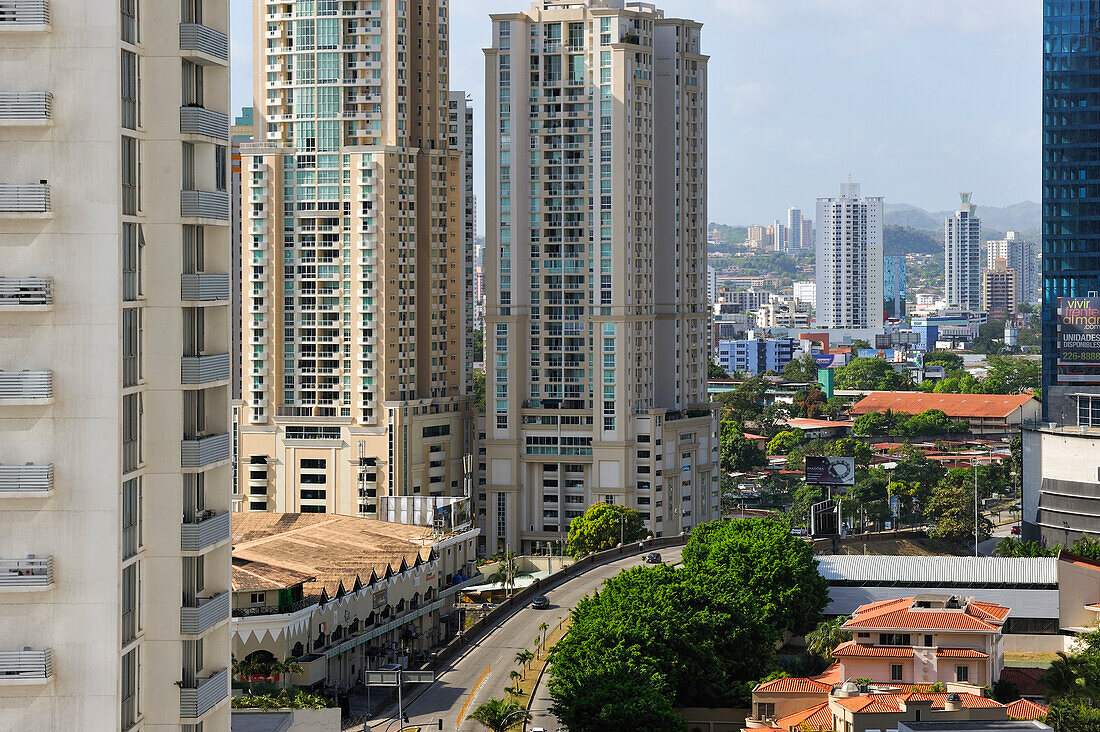 Blick auf das Marbella-Gebiet vom Trump Ocean Club International Hotel and Tower Panama, Punta Pacifica-Gebiet, Panama-Stadt, Republik Panama, Mittelamerika