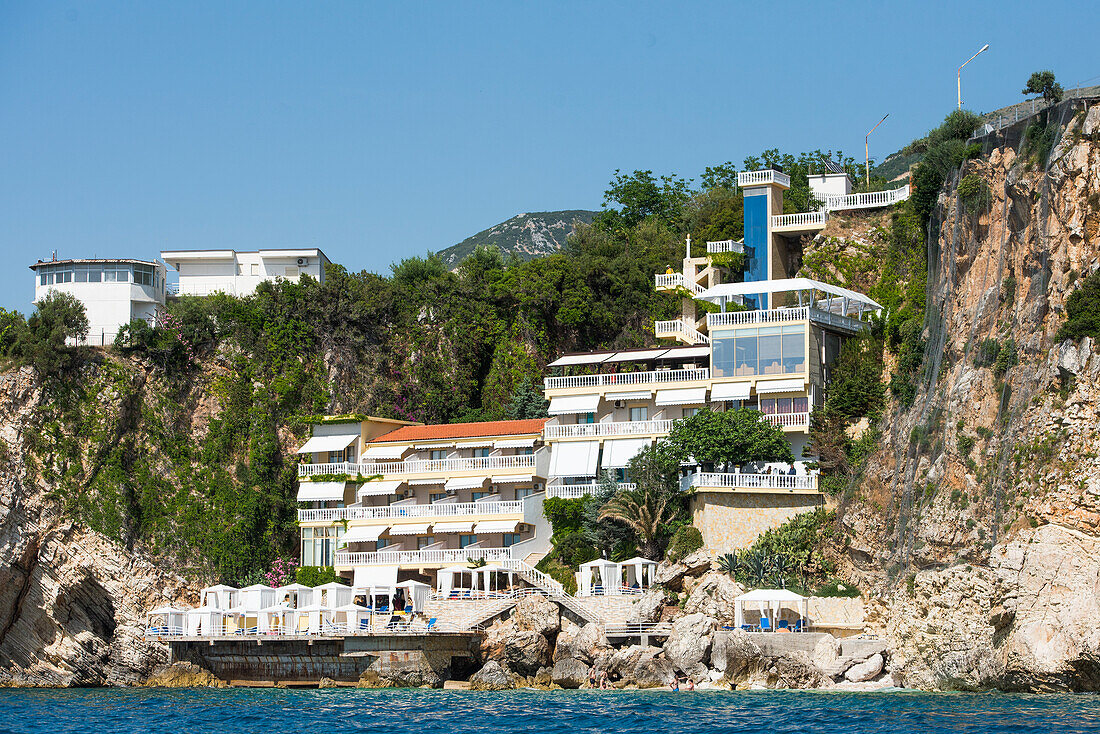 Liro Hotel an der Steilküste, Vlore, Badeort an der Adria, Albanien, Europa