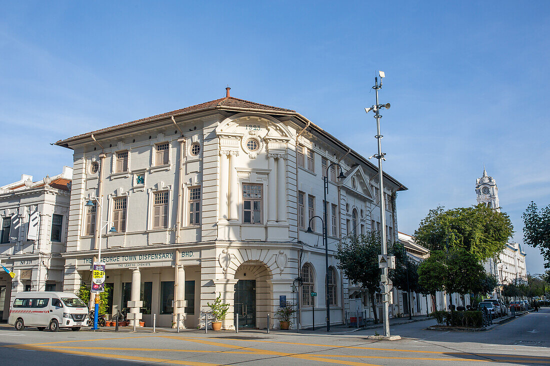 Blick auf das Gebäude der George Town Dispensary in George Town, Penang, Malaysia, Südostasien, Asien