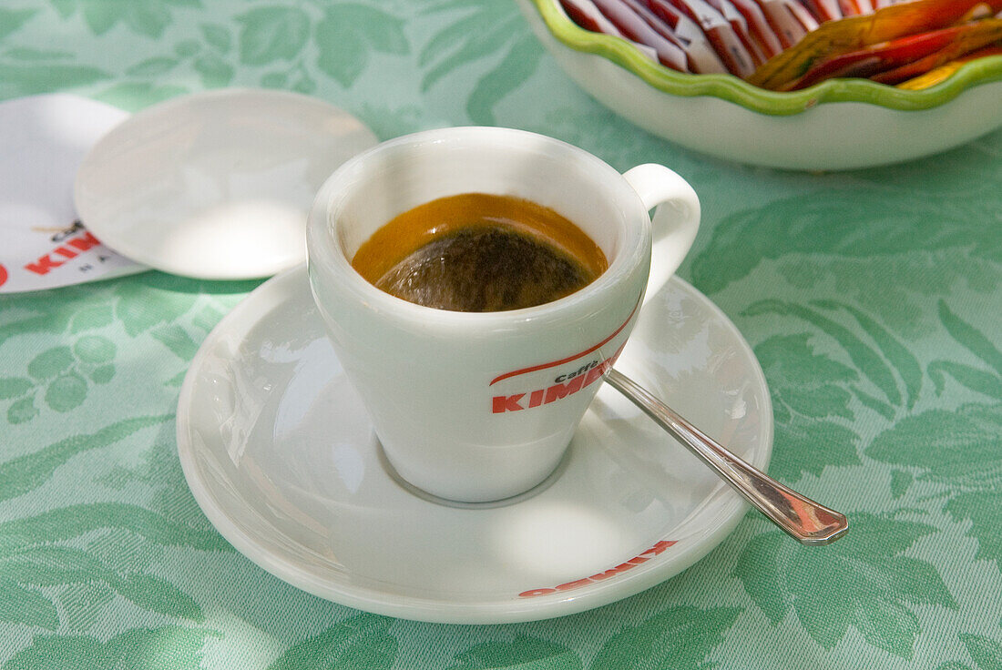 Coffee cup, Positano, Amalfi Coast, province of Salerno, Campania region, southern Italy, Europe