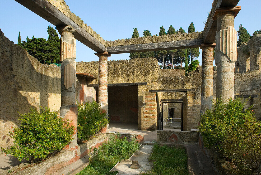 Casa dell'Atrio Corinzio (ouse of the Corinthian Atrium), archaeological site of Herculaneum, UNESCO World Heritage Site, province of Naples, Campania region, Italy, Europe