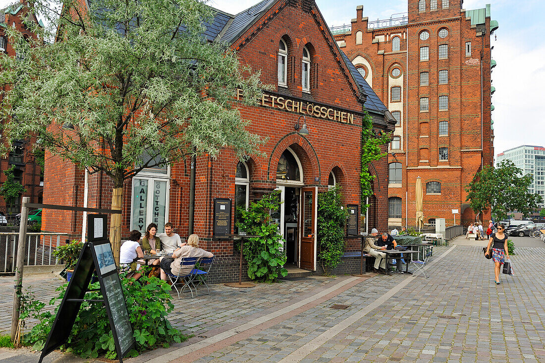 Cafe-Bistro Fleetschlösschen in der Speicherstadt, Stadtteil HafenCity, Hamburg, Deutschland, Europa