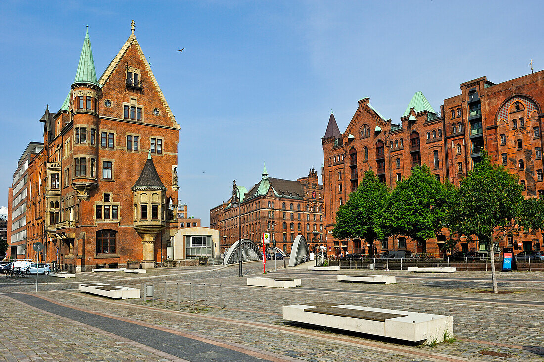 St. Annenplatz in der Speicherstadt, Stadtteil HafenCity, Hamburg, Deutschland, Europa