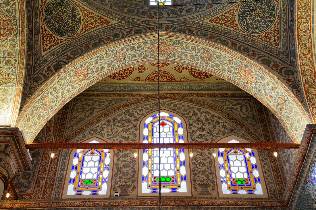 Decke und Wände, Innenraum, Blaue Moschee (Sultan-Ahmed-Moschee), 1609, UNESCO-Welterbe, Sultanahmet, Istanbul, Türkei, Europa