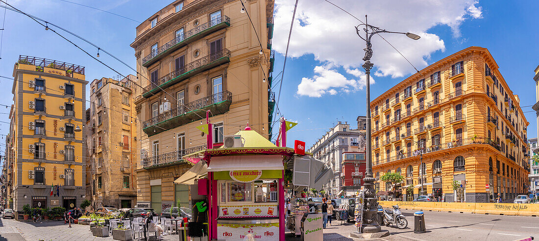 View of shops and architecture on Corso Umberto I, Naples, Campania, Italy, Europe