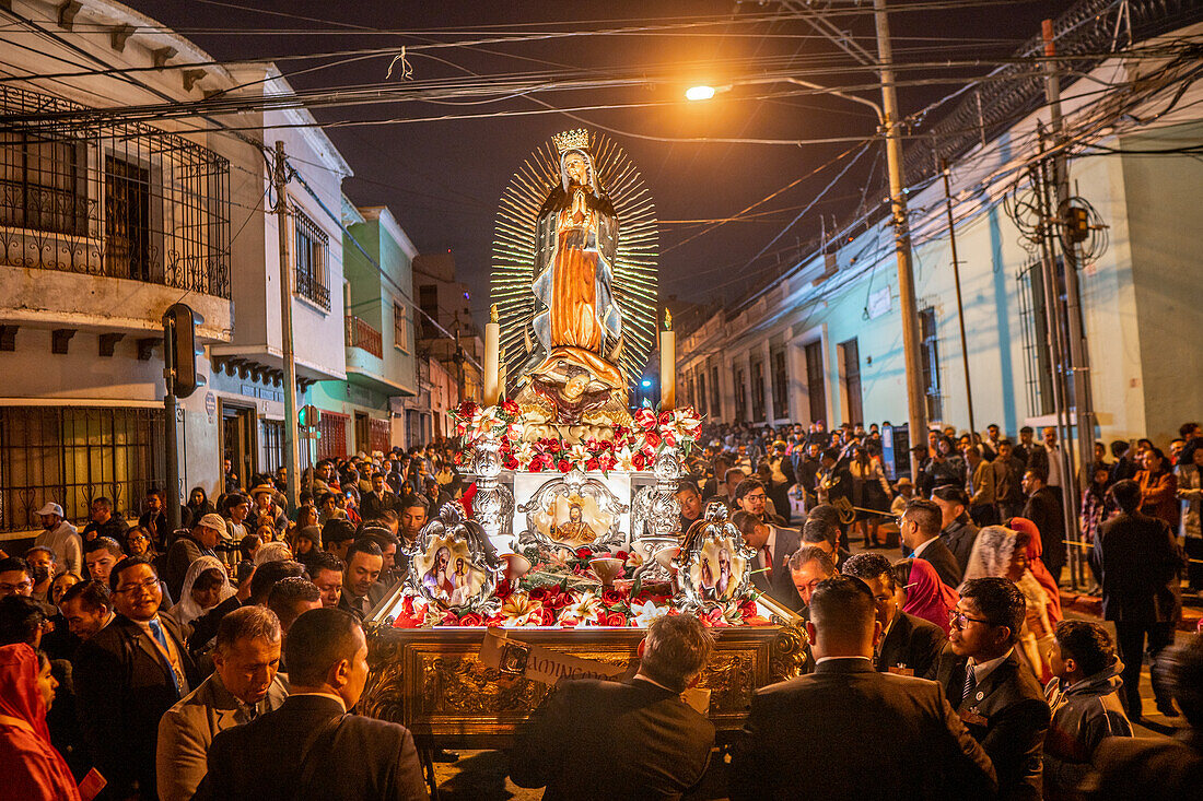 Dia de la Virgen de Guadalupe (Our Lady of Guadalupe) festival and parade in Guatemala City.