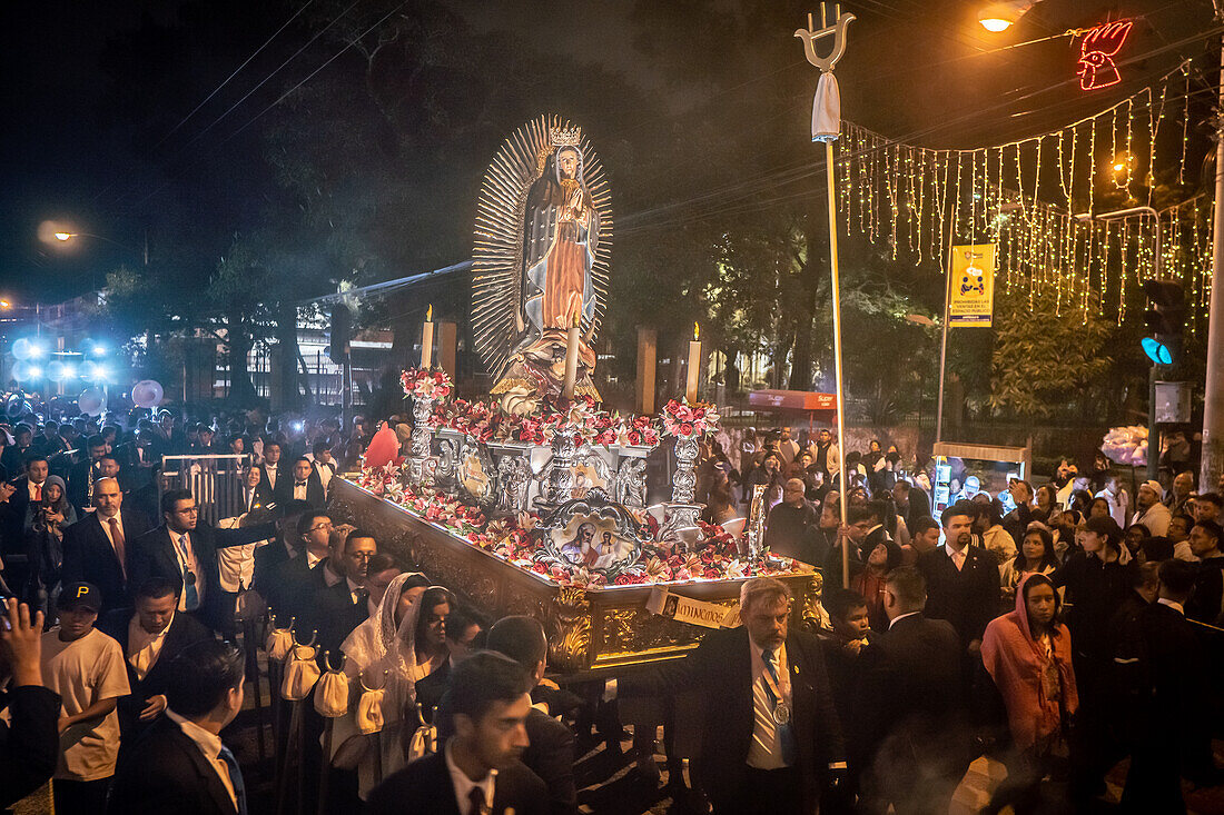 Dia de la Virgen de Guadalupe (Our Lady of Guadalupe) festival and parade in Guatemala City.