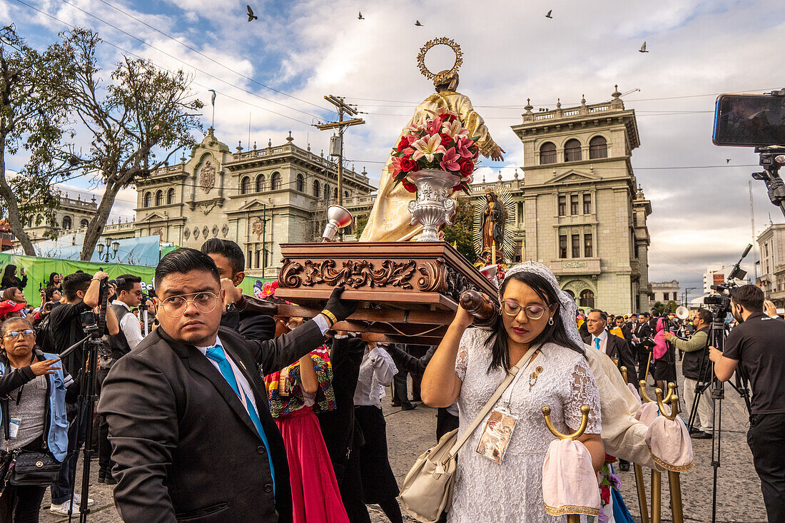 Dia de la Virgen de Guadalupe (Our Lady of Guadalupe) festival and parade in Guatemala City.