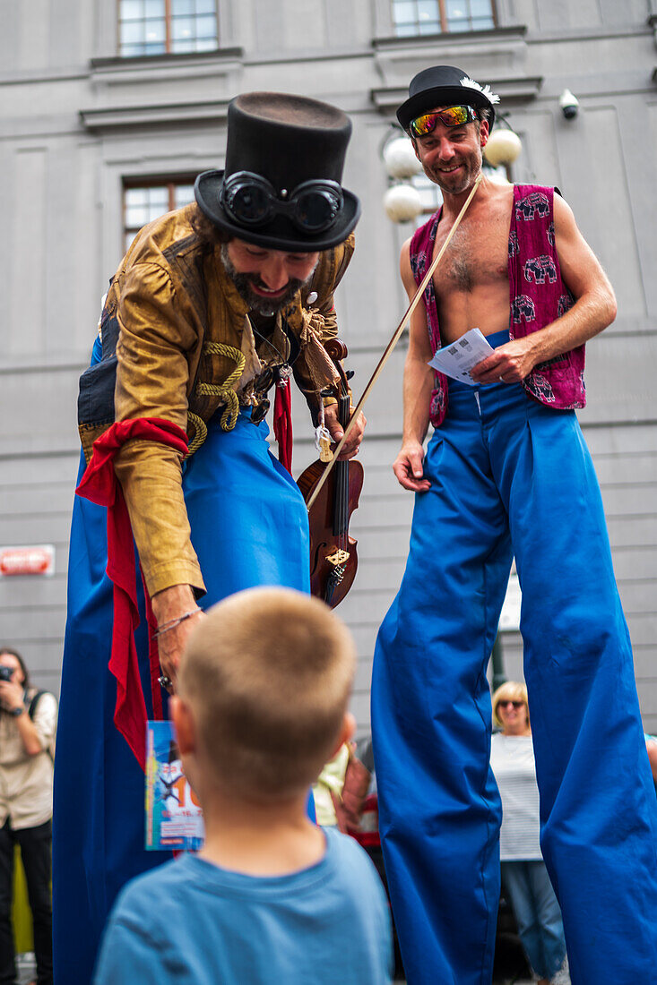 Parade of puppets from Marián Square to Old Town Square during the Prague Street Theatre Festival Behind the Door, Prague, Czech Republic