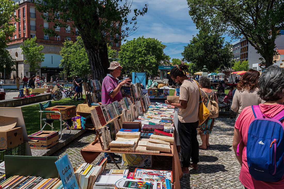 Street and flea market in Aveiro, Portugal