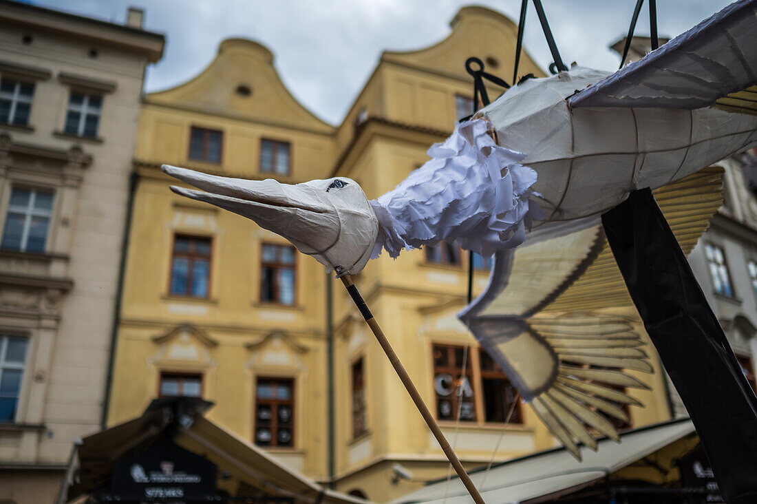 Parade of puppets from Marián Square to Old Town Square during the Prague Street Theatre Festival Behind the Door, Prague, Czech Republic