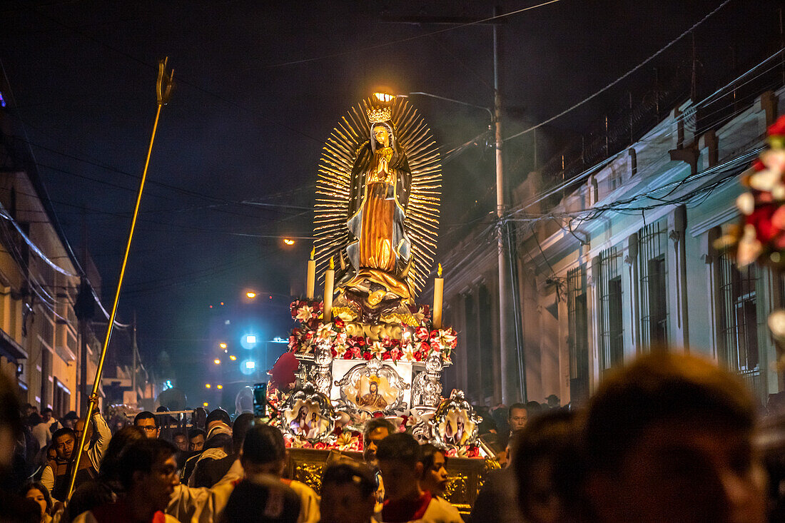 Dia de la Virgen de Guadalupe (Our Lady of Guadalupe) festival and parade in Guatemala City.