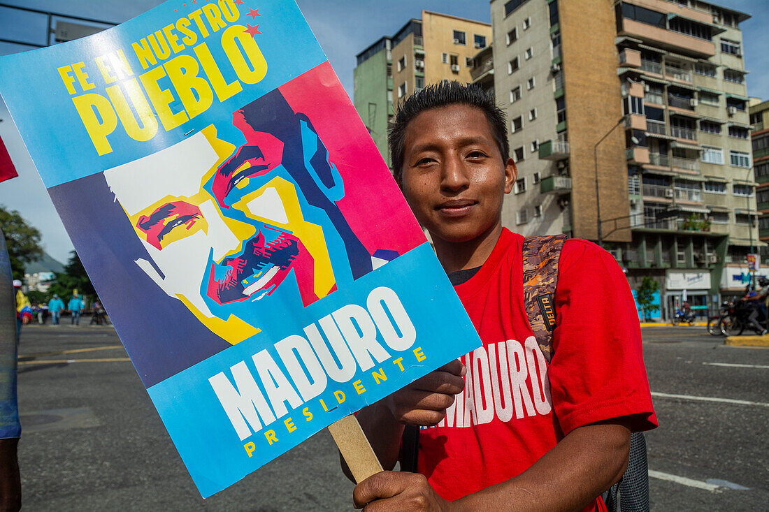 Closing of the electoral campaign in Venezuela. Supporters of President Nicolas Maduro walk through the city of Caracas on the last day of campaigning. Presidential elections will be held on Sunday 28 July.