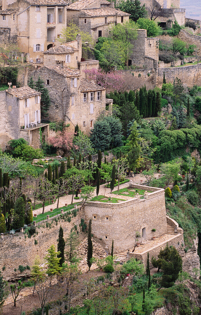 High angle view of old buildings