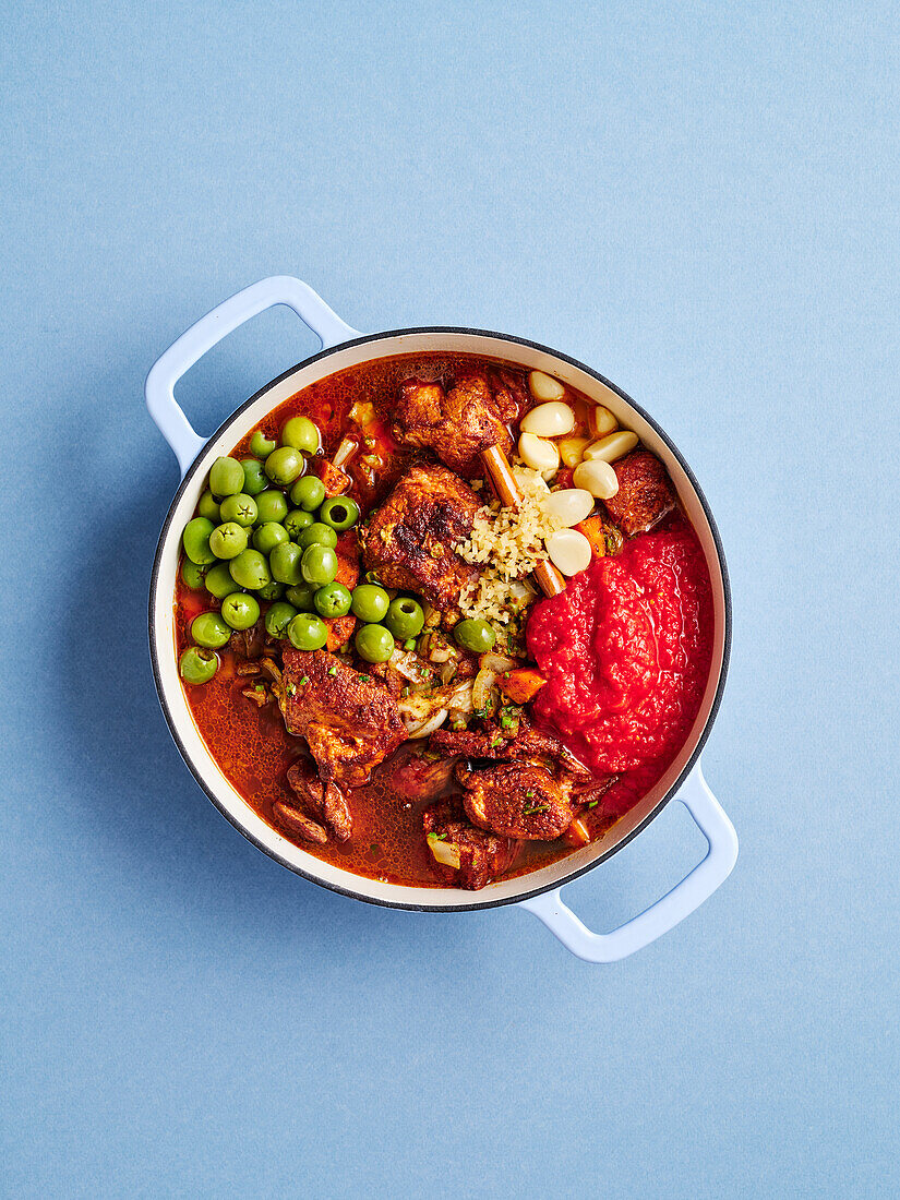 Lamb tagine with pearl couscous and olives