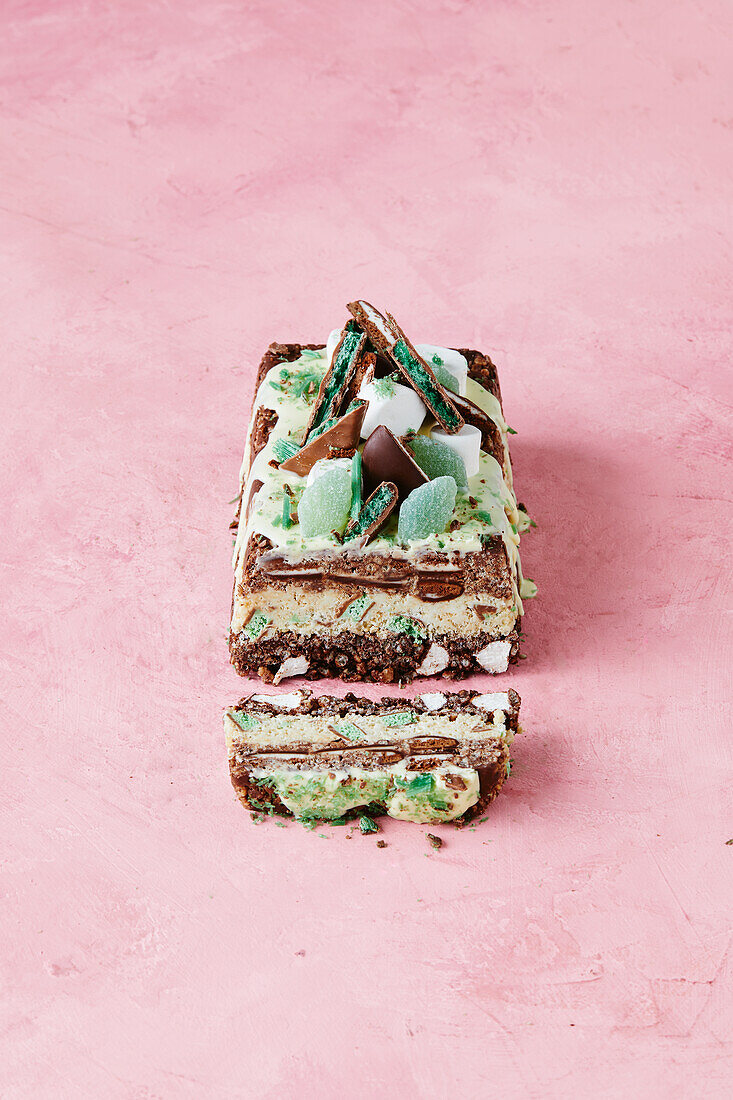 Chocolate Mint Rocky Road Crackle Cake