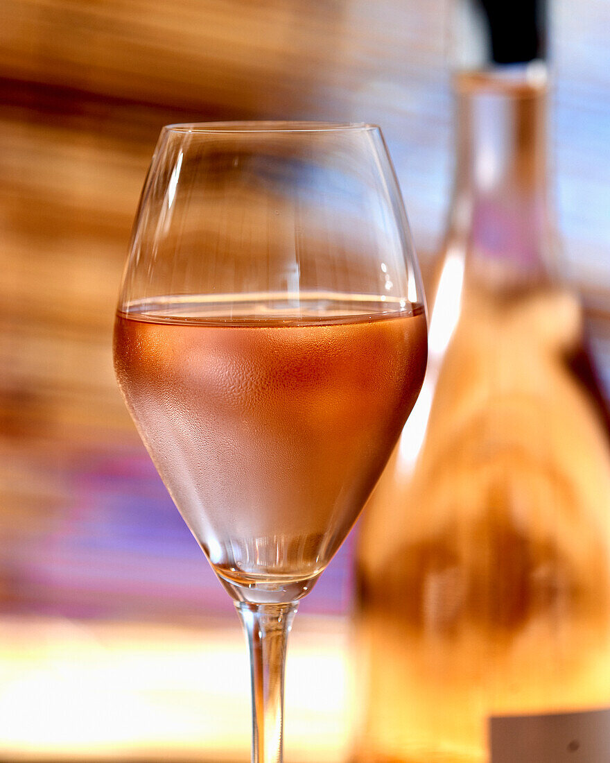 Glass of rosé wine