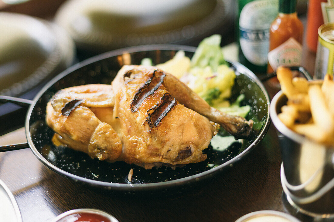 Grilled chicken with side dishes