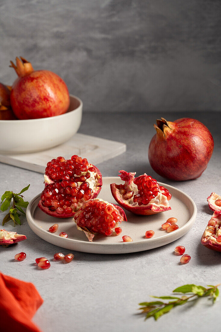 Opened pomegranates