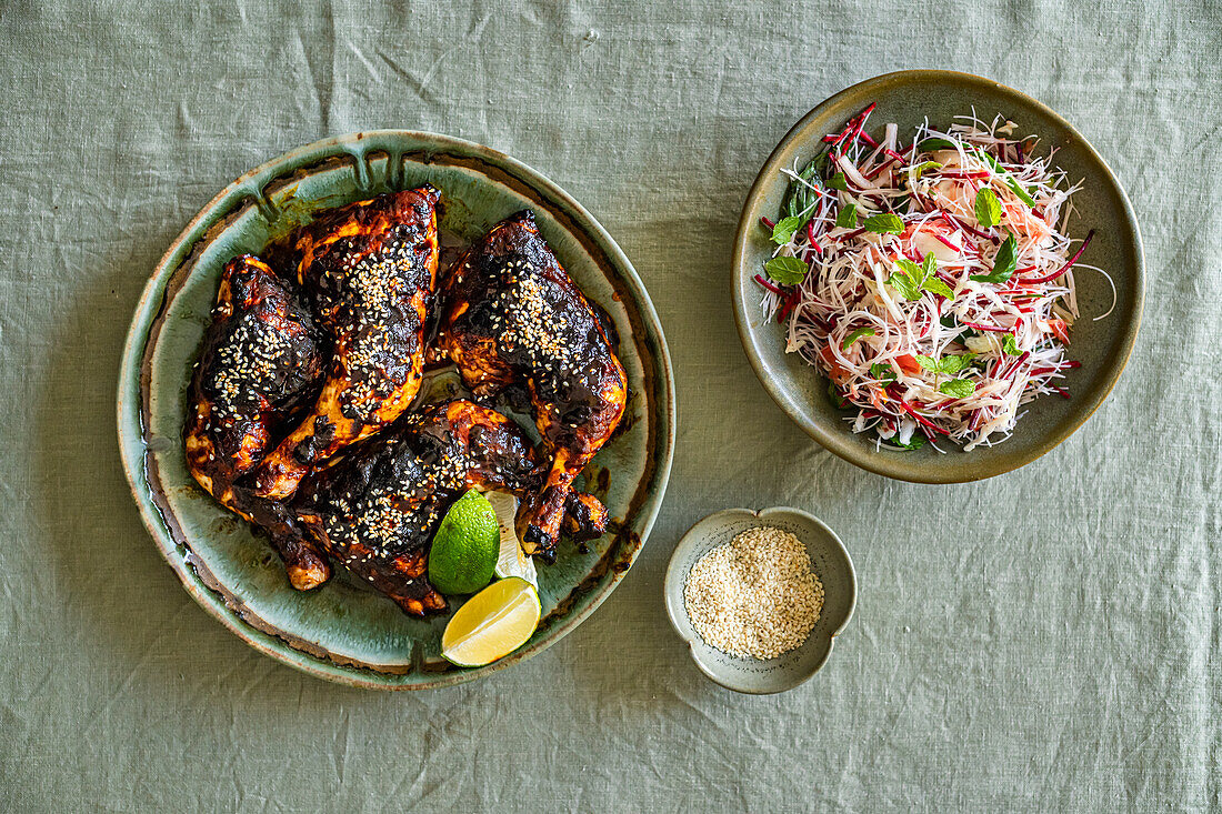 Fried chicken with miso and gochujang butter