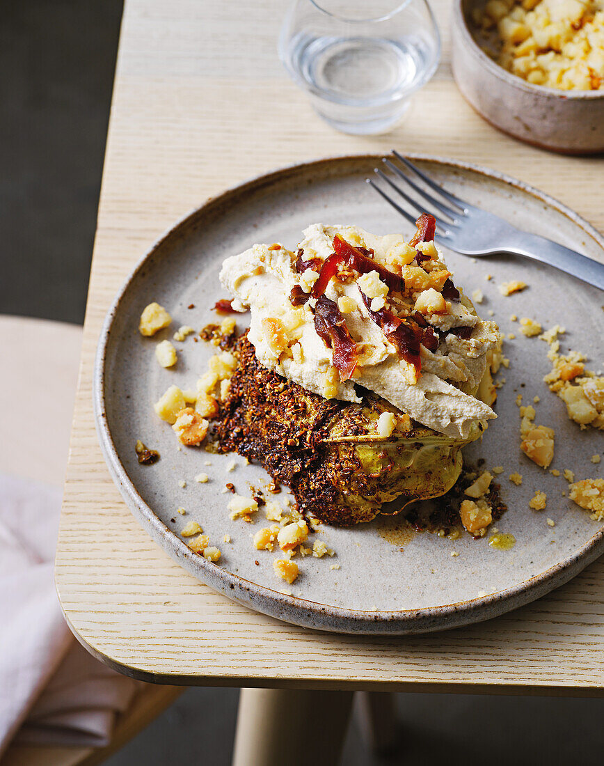 Roasted cauliflower with macadamia and dates