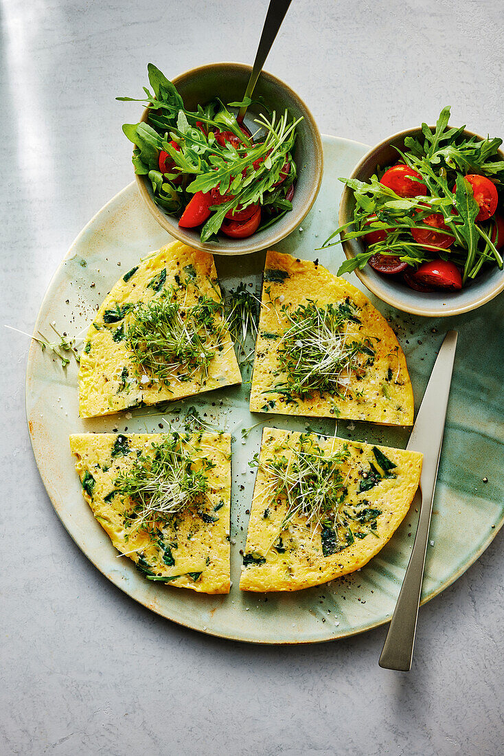 Two Slices of Spinach Frittata on a Plate