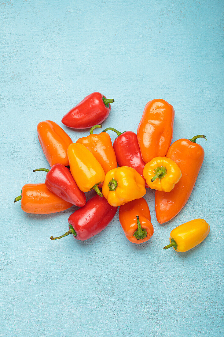 Colourful mix of fresh mini peppers