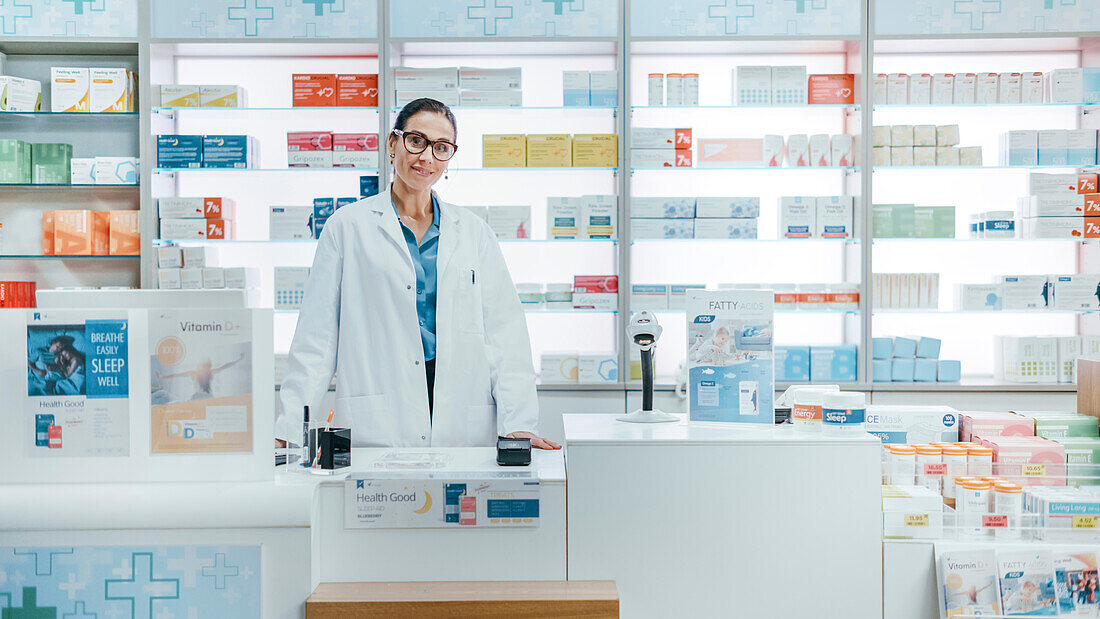 Pharmacist at checkout counter