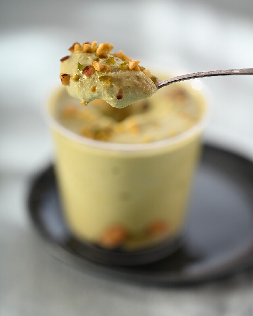 Pistachio tiramisu in a jar