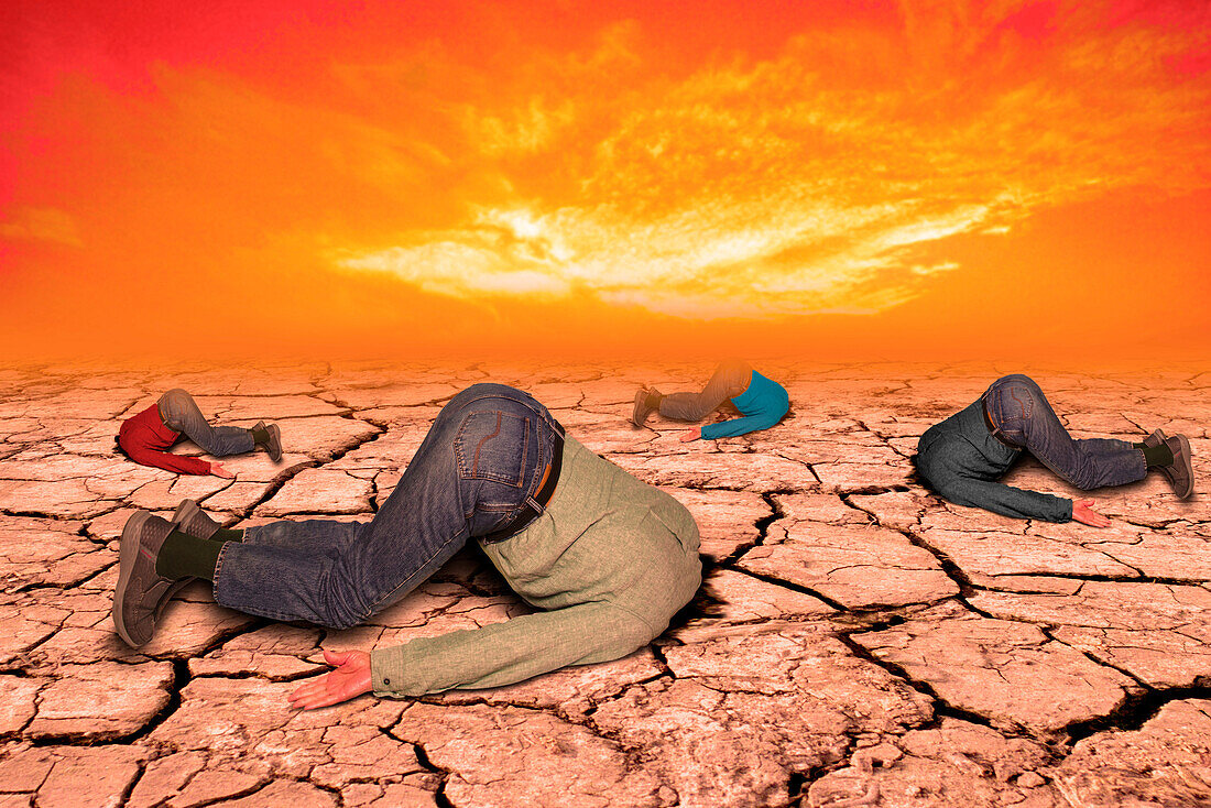 Climate change deniers, conceptual illustration