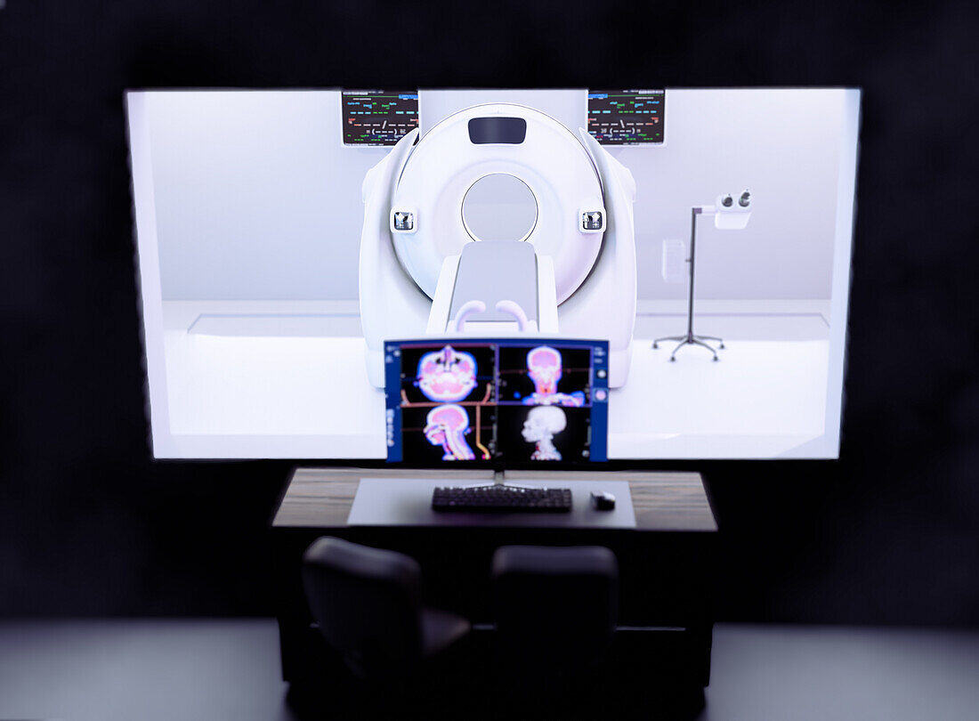 CT scanner room, illustration