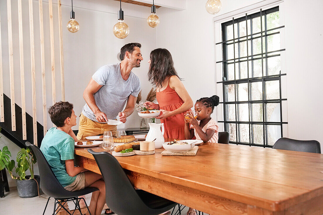 Family enjoying meal together