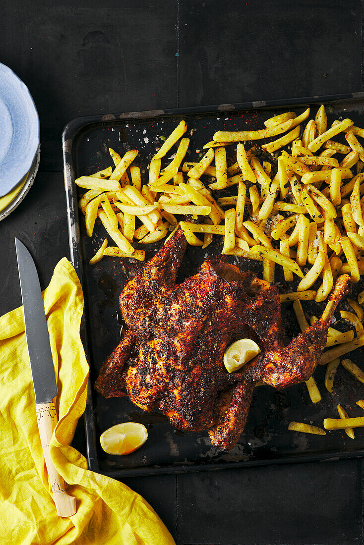 Frango Piri Piri - portugiesisches Brathähnchen mit Pommes