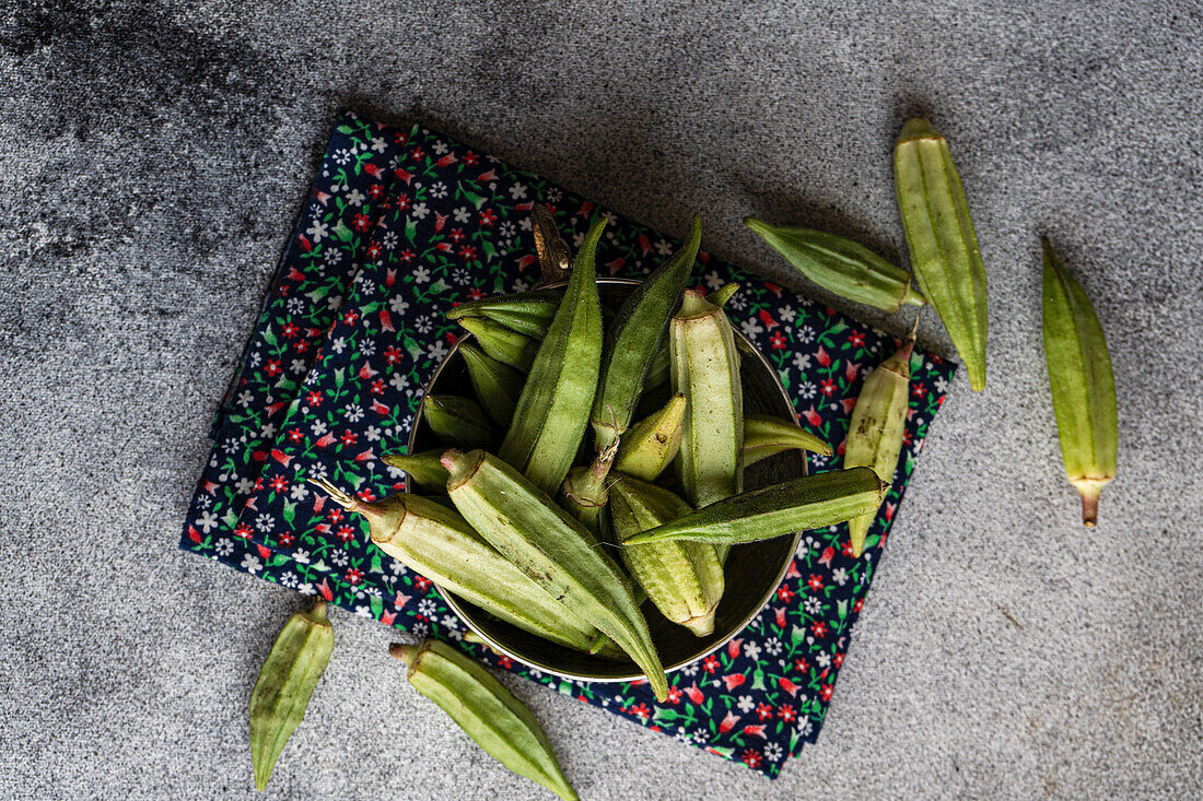 Bowl of fresh okra