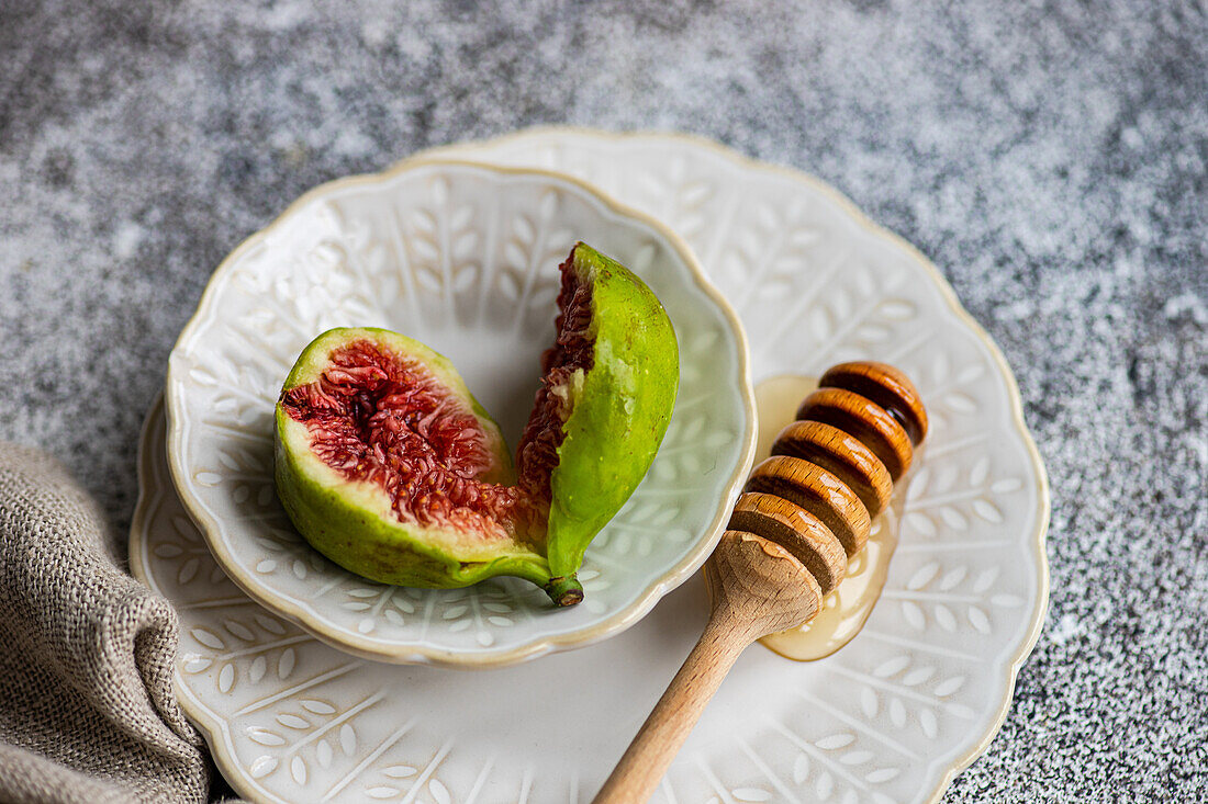 Fresh fig served with honey