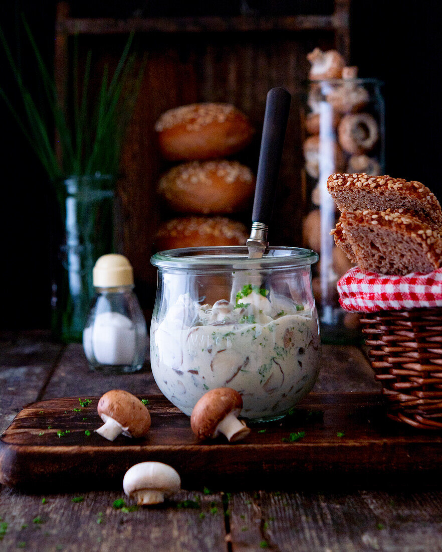 Vegan mushroom salad with chives