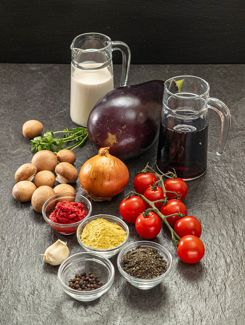 Ingredients for aubergine soup