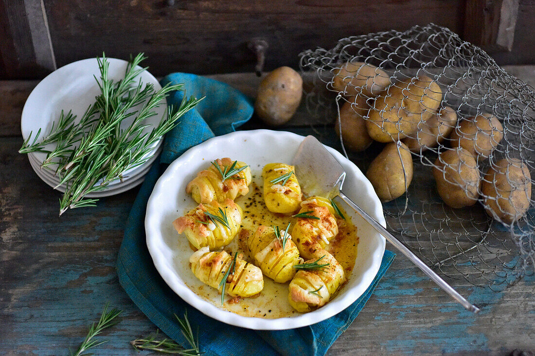 Hasselback potatoes with rosemary