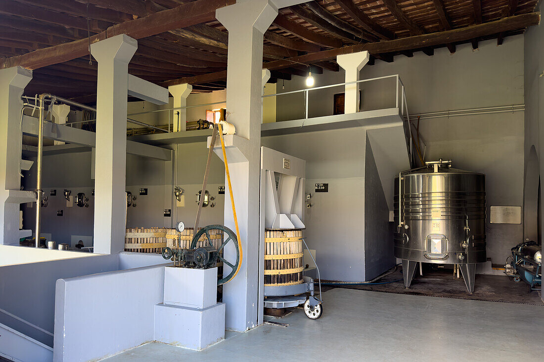 Inside the modern winery at the Bodega Nanni Winery in Cafayate, Argentina.