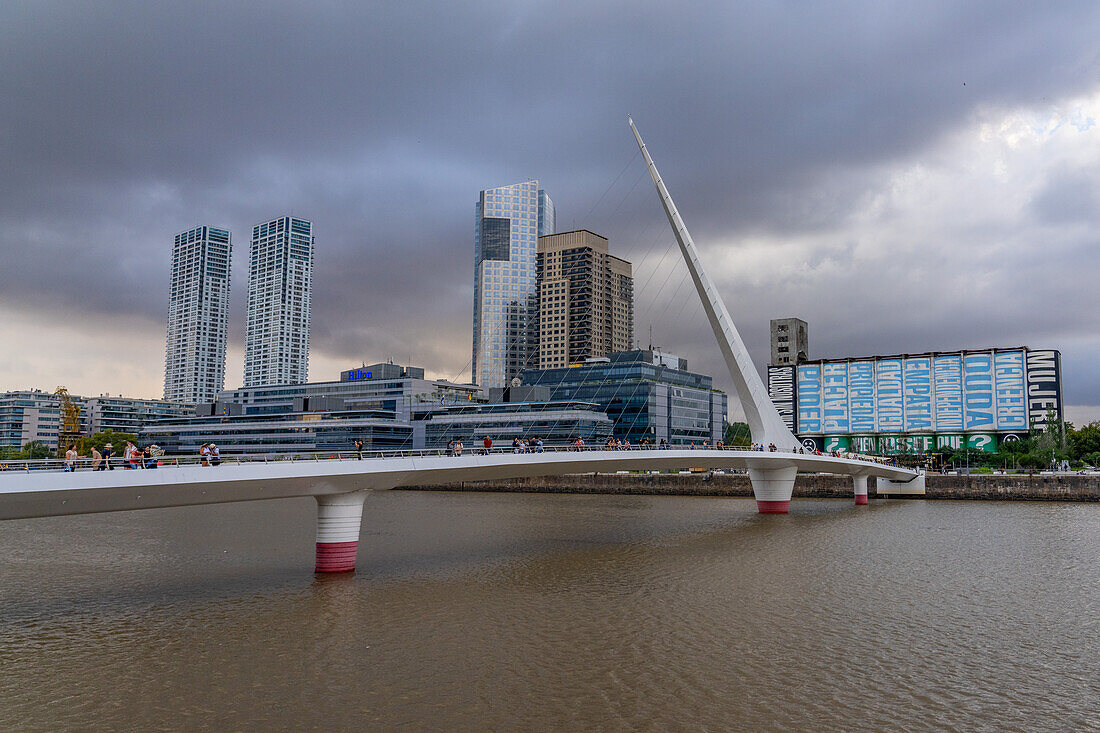 La Puente de la Mujer or the Woman's Bridge over Dock 3 in Puerto Madero, Buenos Aires, Argentina.