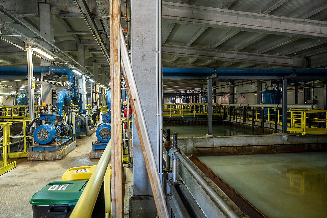 Preliminary water filtration process, in Dessalinitzadora del Llobregat, Water desalination plant, Avinguda Estany del Port, 4, 08820, El Prat de Llobregat, Barcelona, Catalonia, Spain