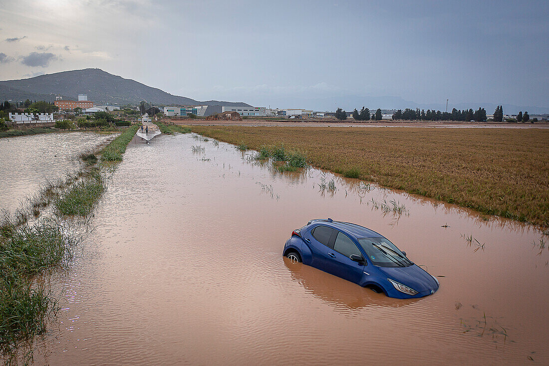 Flooded lands, after a great storm, in Amposta, Tarragona, Spain. 3rd Sep, 2023