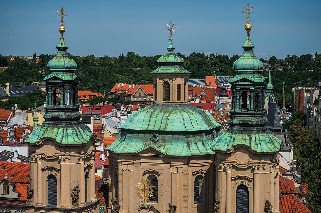 Views of St. Nicholas' Church from the tower of the Old Town Hall in Prague