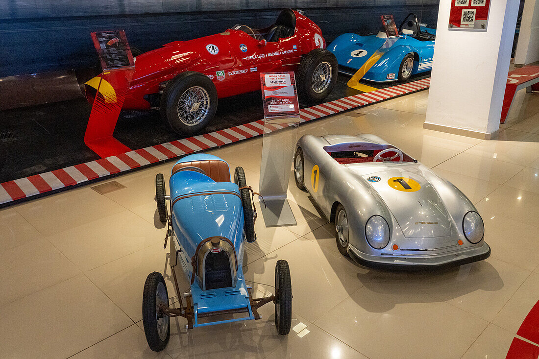 Children's replica riding toy cars in the Termas de Rio Hondo Automobile Museum in Santiago del Estero Province in Argentina.