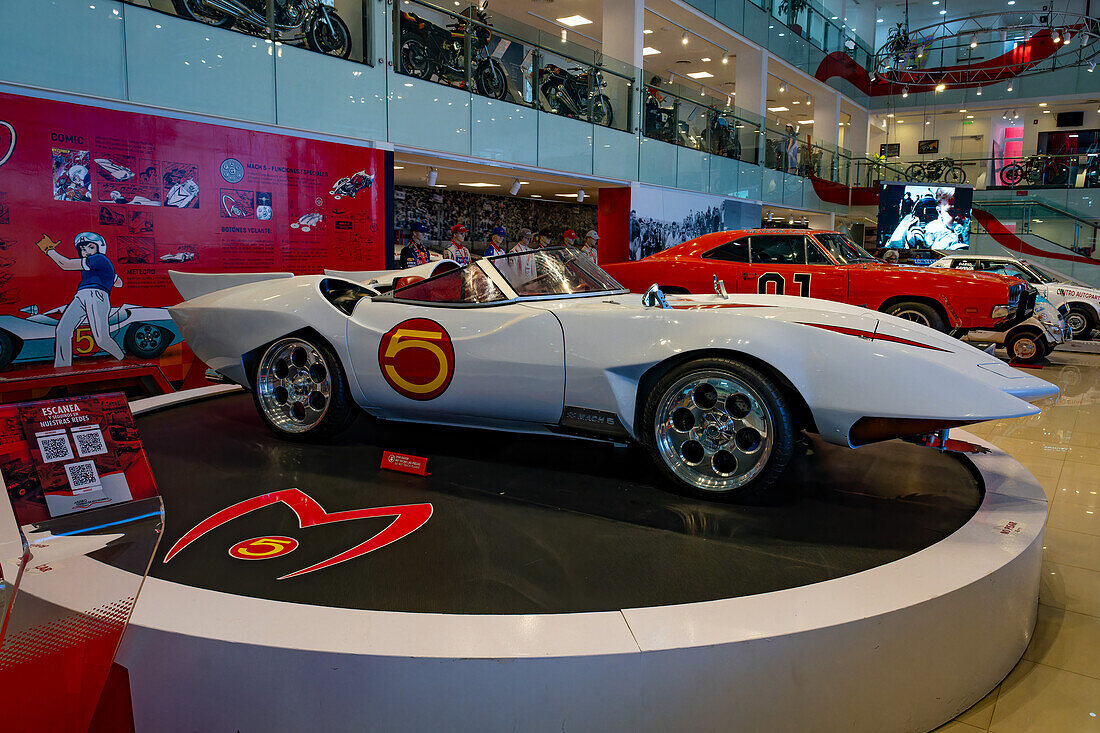 The Speed Racer Mach 5 custom-built car in the Museo Termas de Rio Hondo, Termas de Rio Hondo, Argentina. It is modeled after the car in the Speed Racer cartoons.