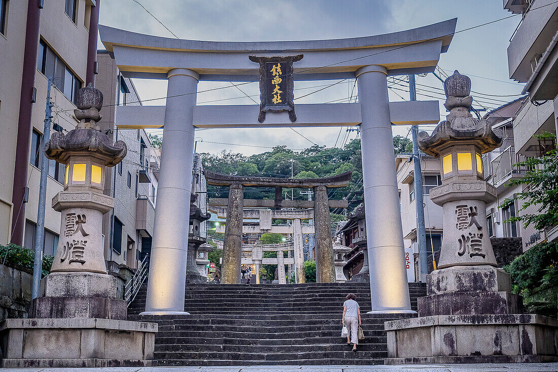 Torii gates at the Suwa Shrine, Nagasaki, Japan