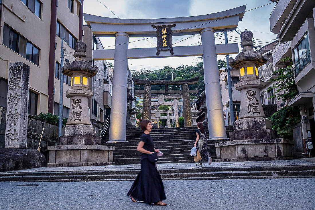 Torii gates at the Suwa Shrine, Nagasaki, Japan