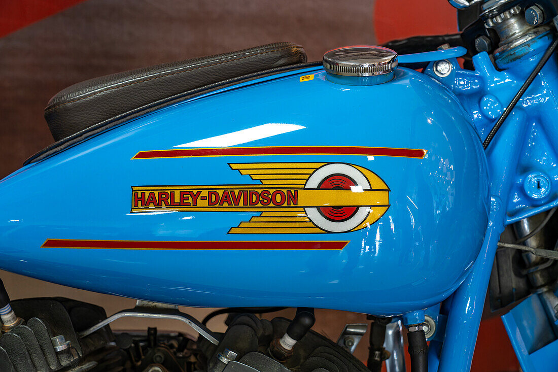 A vintage 1937 Harley-Davidson Steamliner motorcycle in the Automobile Museum of Termas de Rio Hondo, Argentina.