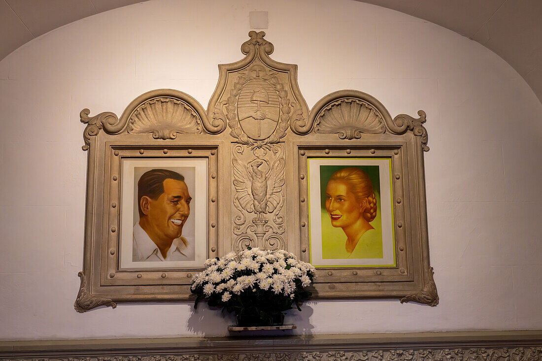 Portraits of Juan and Eva Peron in the Eva Peron Museum in Buenos Aires, Argentina.